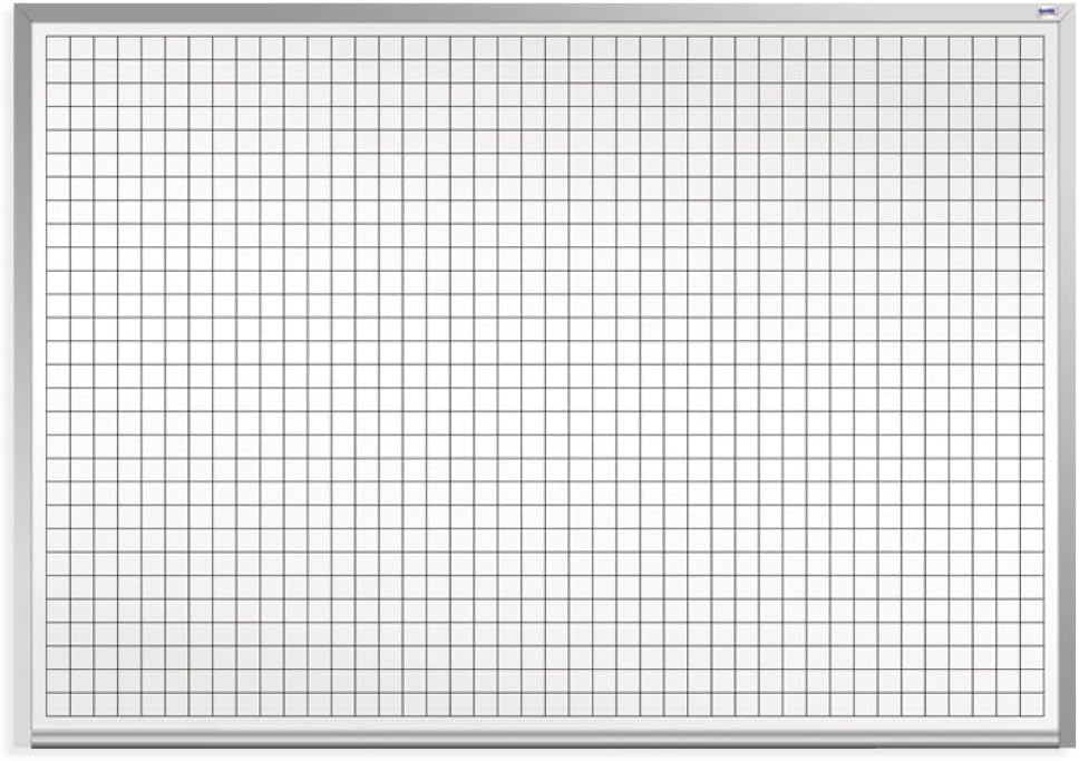 Opti-Print 3' W x 2' T Dry Erase Whiteboard with 2" x 3" Grid Pattern & Magnetic Receptive Surface, Mitered Anodized Aluminum Frame & Full-Length Tray