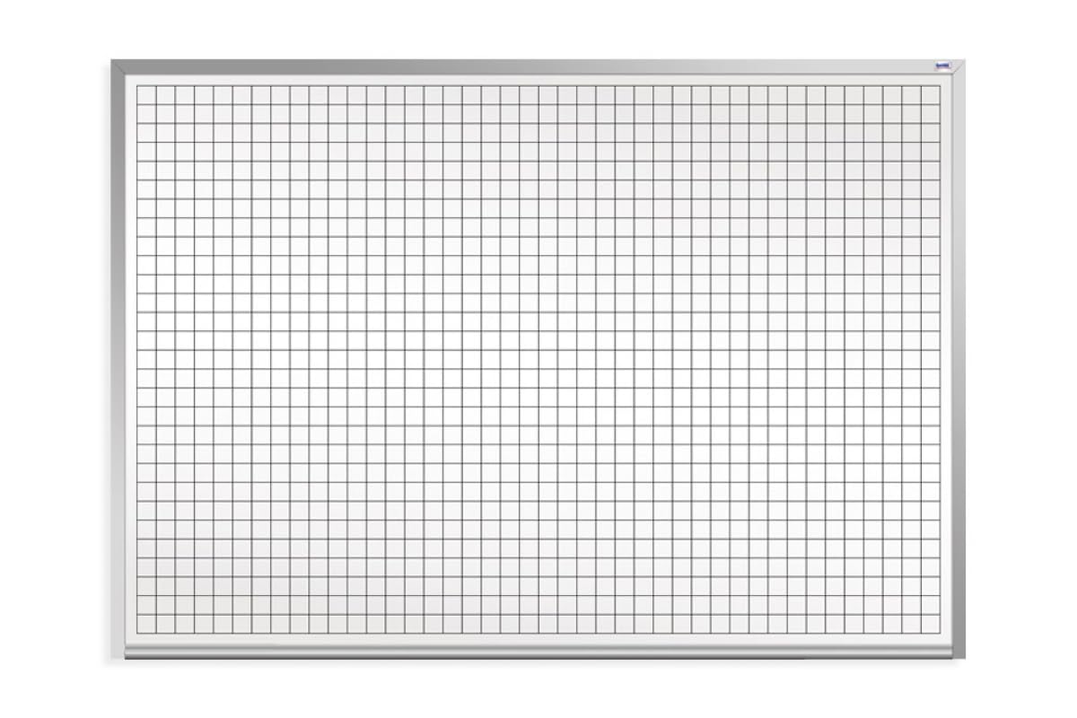 Opti-Print 3' W x 2' T Dry Erase Whiteboard with 2" x 3" Grid Pattern & Magnetic Receptive Surface, Mitered Anodized Aluminum Frame & Full-Length Tray