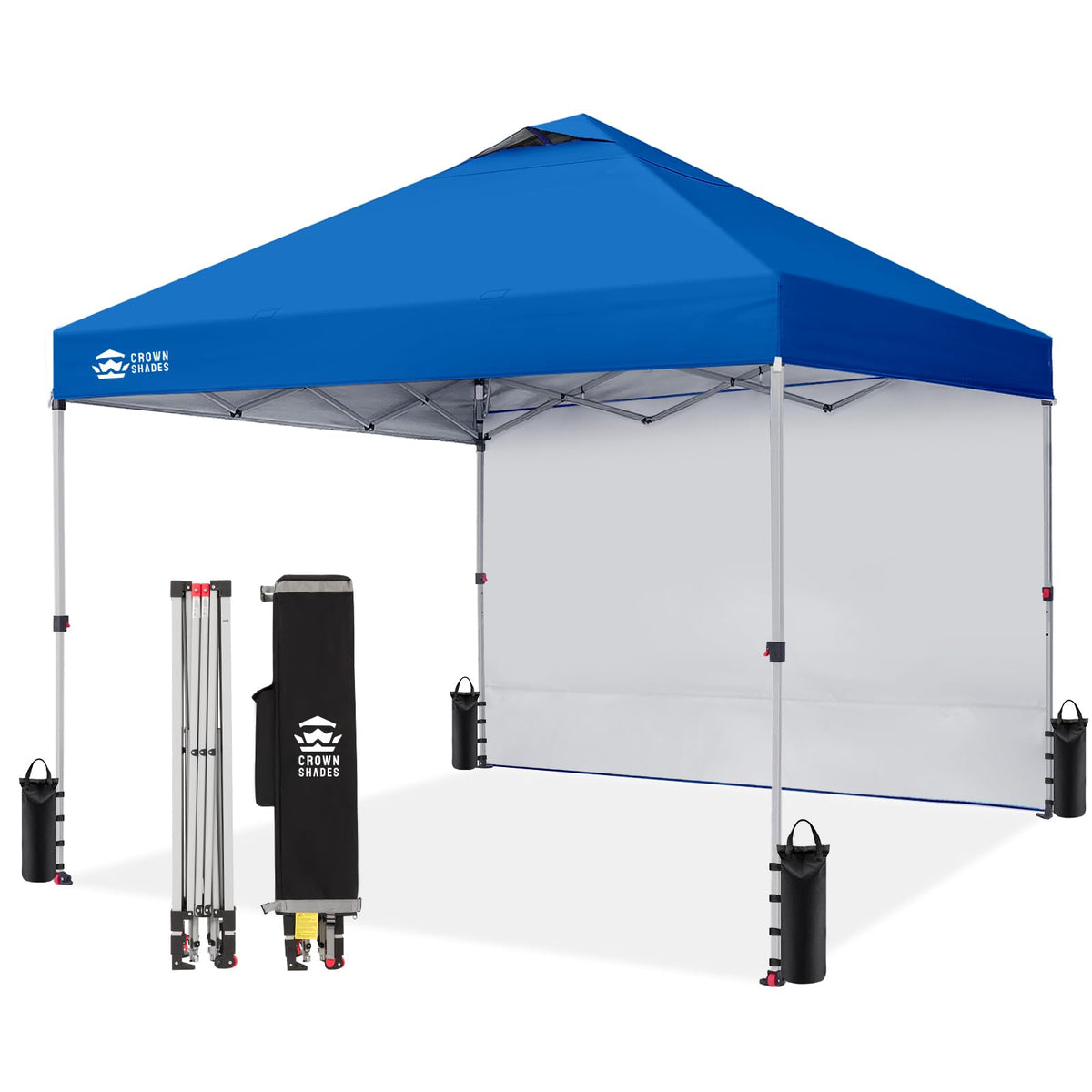 CROWN SHADES 10x10 Pop Up Canopy with 1 Side Wall, Beach Canopy Tent, Red