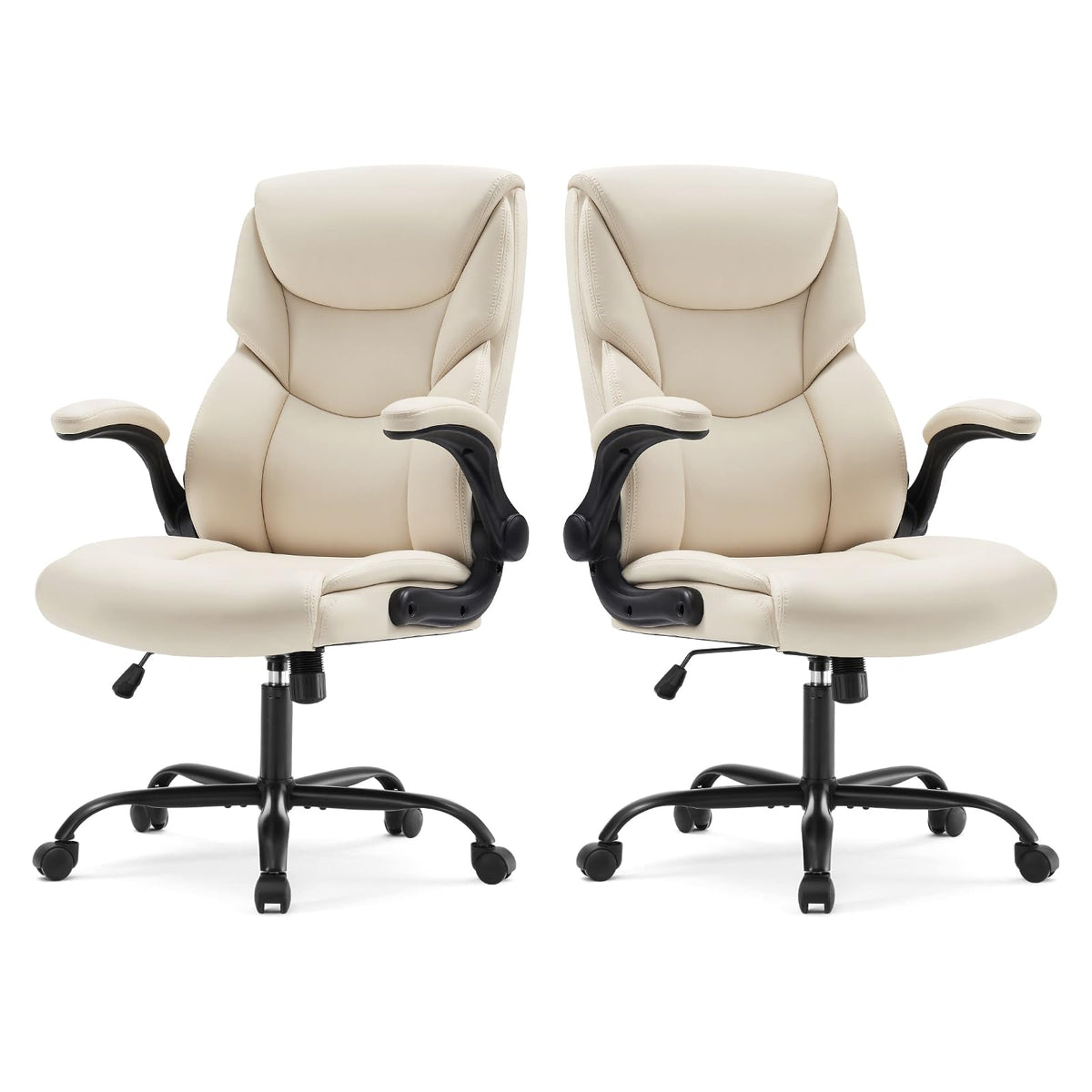 Sweetcrispy Computer Desk Chair, Lumbar Support Video Game Chair PU Leather