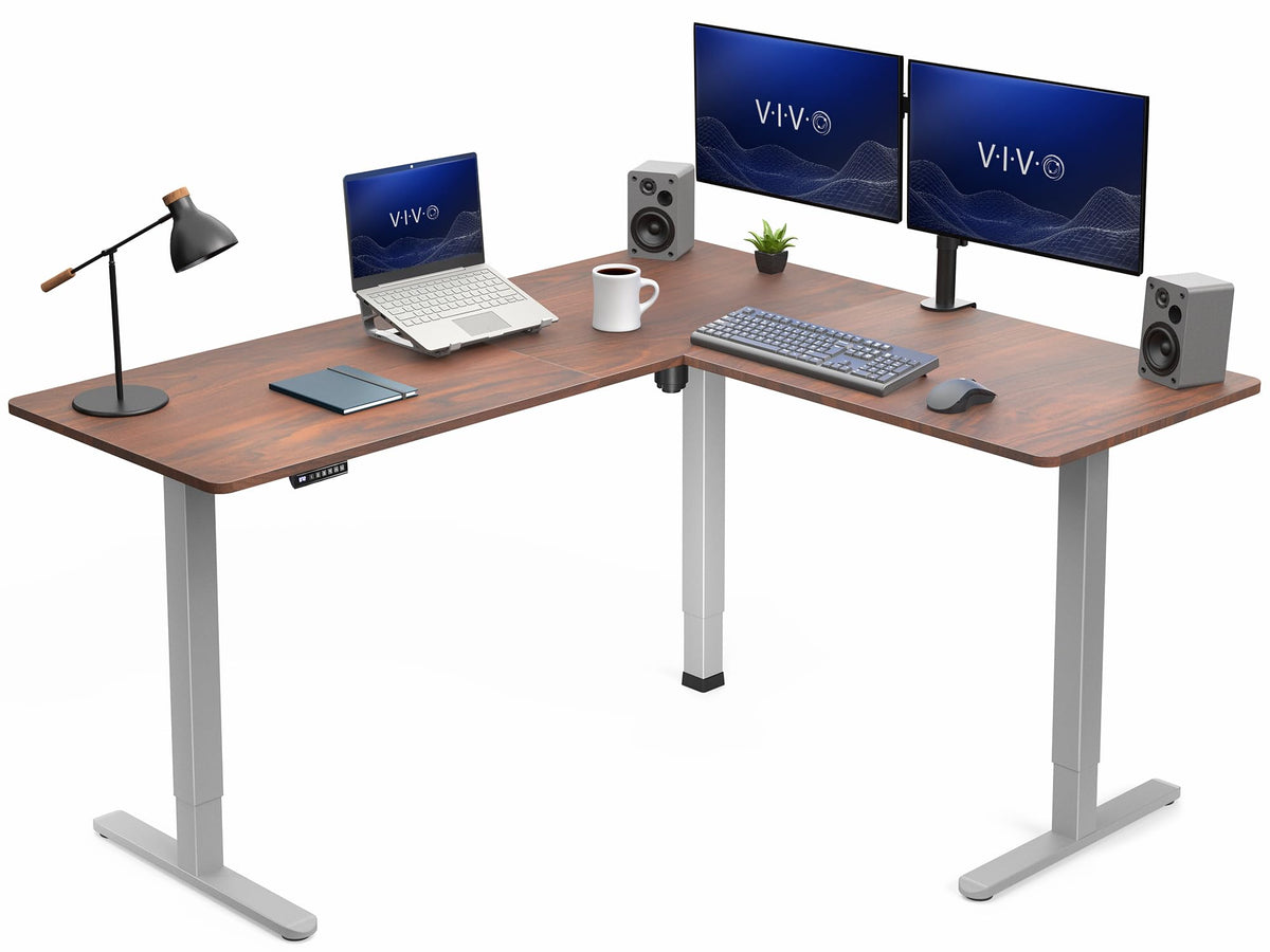 VIVO Black 63 x 55 in Corner Standing Desk, DESK-E3CTB