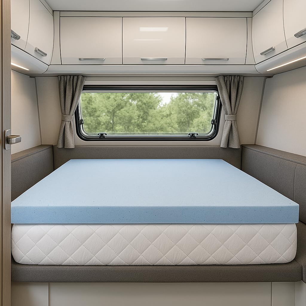 Lounj 2 Inch RV Gel Memory Foam Mattress Topper (RV King (72x80)), Blue