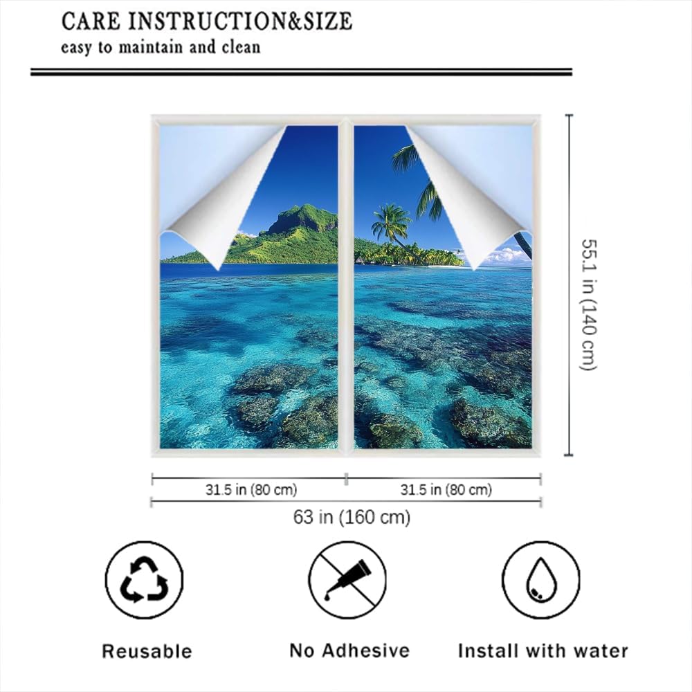 Mystic Ocean Stained Glass Window Film 31.5Wx55.1L inch x 2pcs