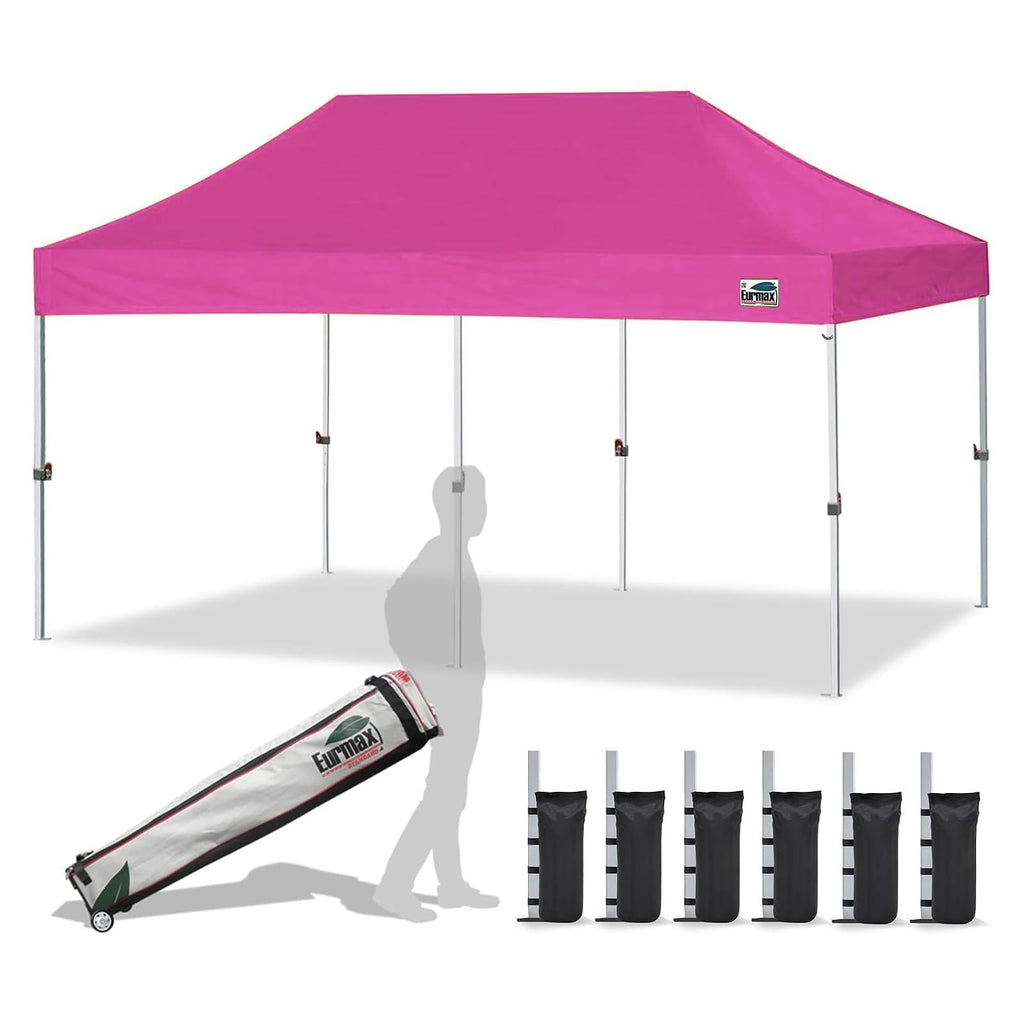 Eurmax USA 10x10ft Pop Up Canopy,Commercial Instant Tent for Outdoor Events,Patented No-Tip Rolling Storage Bag with 4 Sandbags,UV & Water Resistant,Heavy Duty Portable Shelter Gazebo,White