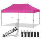 Eurmax USA 10x10ft Pop Up Canopy,Commercial Instant Tent for Outdoor Events,Patented No-Tip Rolling Storage Bag with 4 Sandbags,UV & Water Resistant,Heavy Duty Portable Shelter Gazebo,White