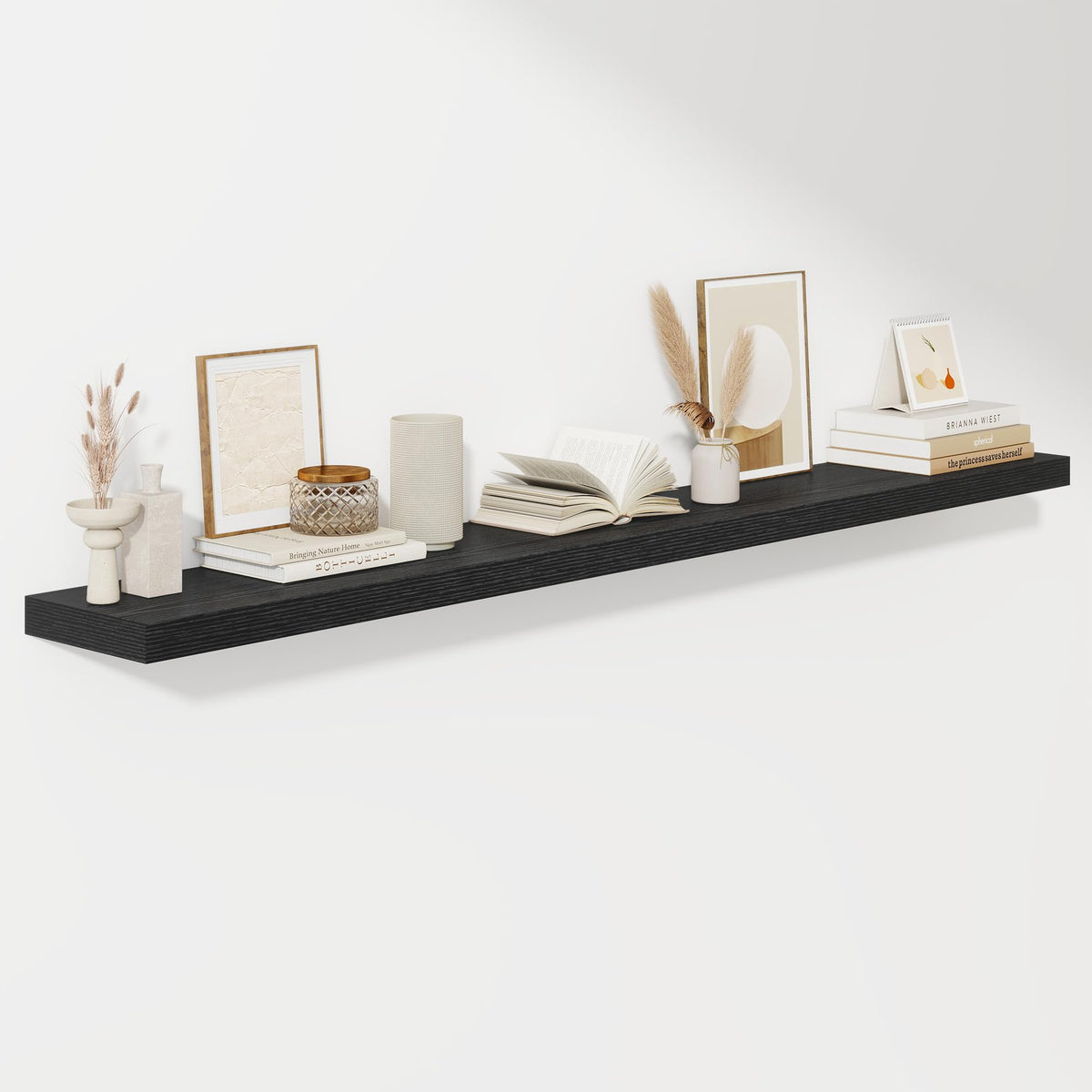 Fun Memories Floating Shelves - 2 Pack 12 Inch Rustic Wooden Wall Shelves - Extra Deeper & Thicker Wall Mounted Storage Shelf for Living Room, Kitchen, Farmhouse - 36" W x 12" D x 1.8" H - Brown