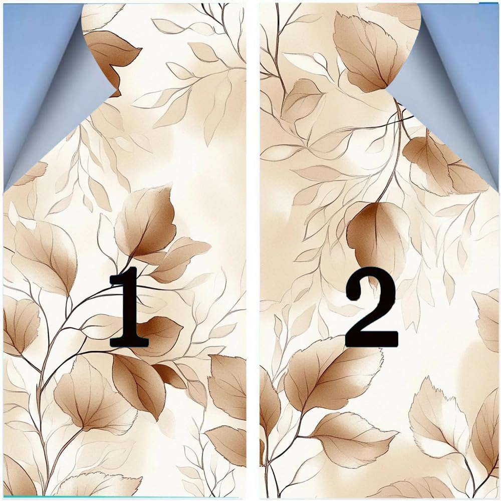 Modern Leaves Stained Glass Window Stickers 35.4Wx55.1L inch x 2pcs