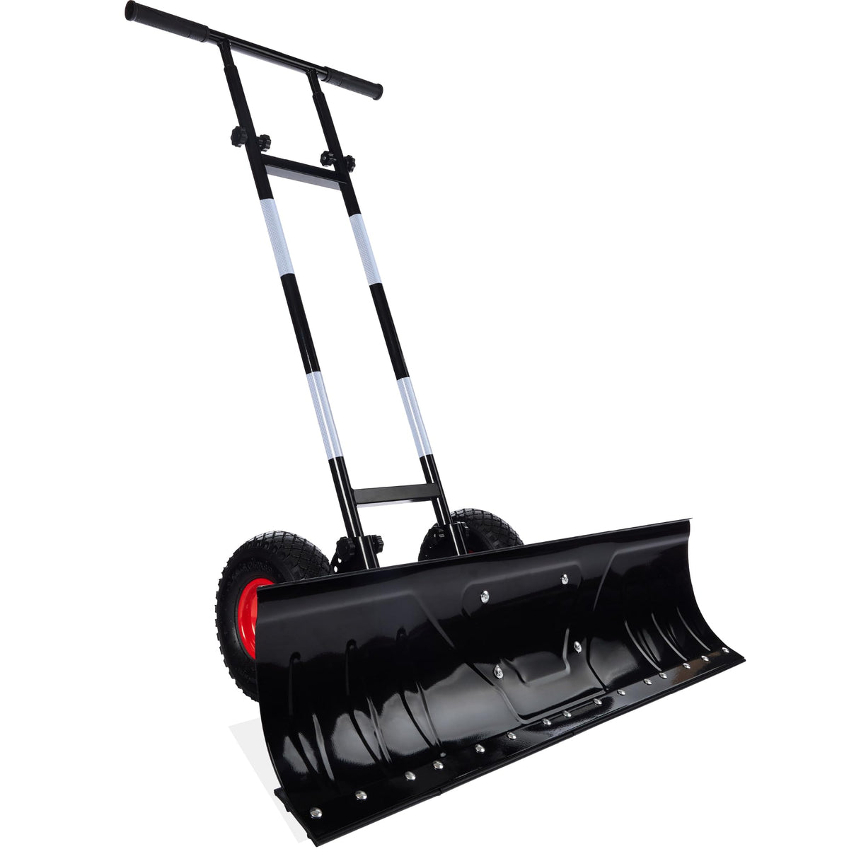 Best Choice Products 36in Galvanized Blade Heavy-Duty 2-Wheel Snow Pusher Hand Plow for Snow Removal w/Wheels, Adjustable Handle, Blade Angle - Yellow