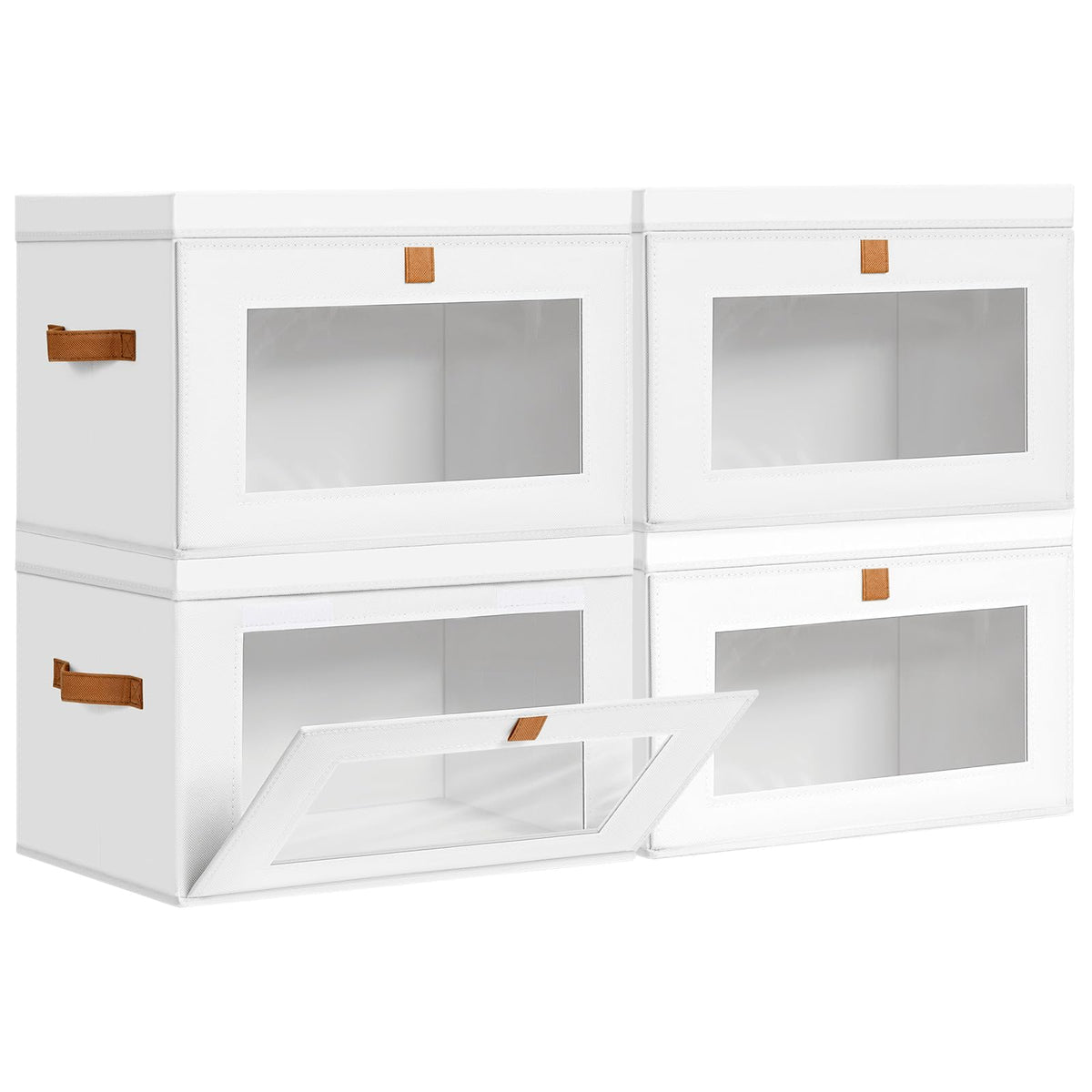 DIMJ Storage Bins with Lids - 8 Pack Large Fabric Closet Organizer with Window & Handles, Collapsible Decorative Storage Boxes for Shelves Under Bed, Books Clothes Blankets Sweaters Organization