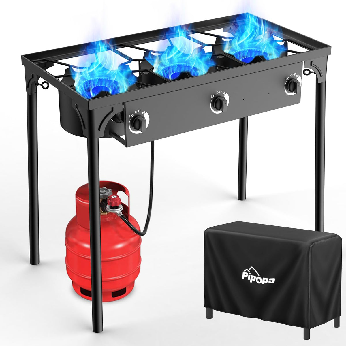 3 Burner Propane Camp Stove | 225,000 BTU | High Pressure Gas Burners