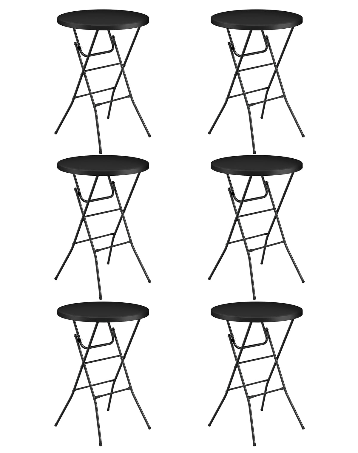 24" Round Folding Table, Plastic Bar Height Tables for Parties Black