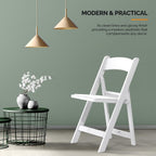 VINGLI Resin Folding Chairs with Cushion, Foldable Plastic Chair with Comfortable Padded Seats, Perfect for Event Party Indoor Outdoor, White, 8 PC