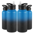 32 oz Insulated Water Bottle Bulk 8 Pack, Stainless Steel Sports Water Bottles with Straw Lid & Wide Mouth Lids, Double Walled Vacuum, Leak Proof, White