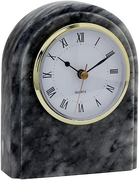 Luxurious Marble Desk Clock – Hand Carved, Polished Modern Table Clock – Durable & Functional Bedside Clock - Multipurpose Home Interiors Decor - One-of-a-Kind Decorative Objects