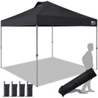 Eurmax USA 10x10ft Pop Up Canopy,Commercial Instant Tent for Outdoor Events,Patented No-Tip Rolling Storage Bag with 4 Sandbags,UV & Water Resistant,Heavy Duty Portable Shelter Gazebo,White