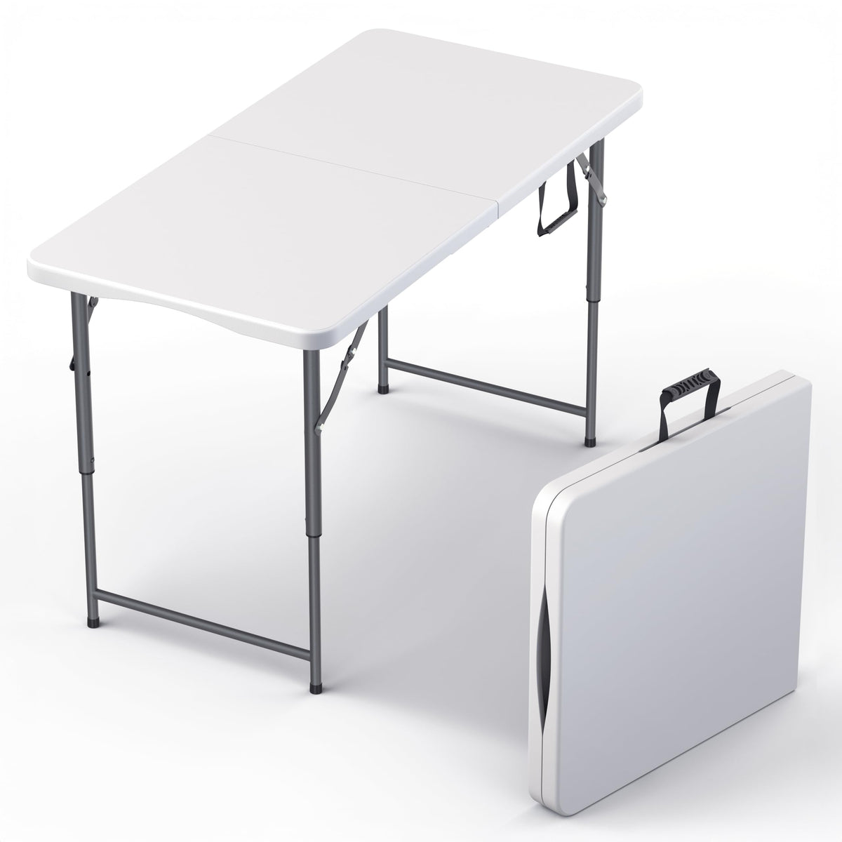 Our Modern Space 8 Feet Foldable Table with Built in Handle & Steel Legs | 8 FT Heavy Duty Portable | Perfect for Party, Dining, Wedding, Events, Picnic Indoor, Outdoor, Camping, Temporary - 8 Foot