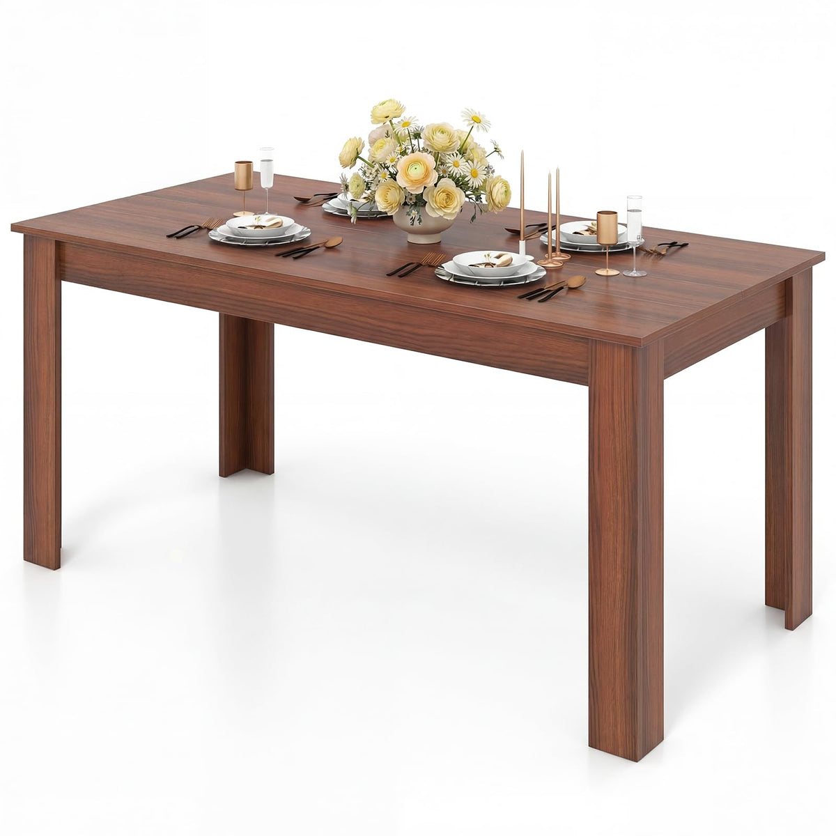 GIANTEX Dining Table for 4-6, 63" Large Rectangular Kitchen Table, Black