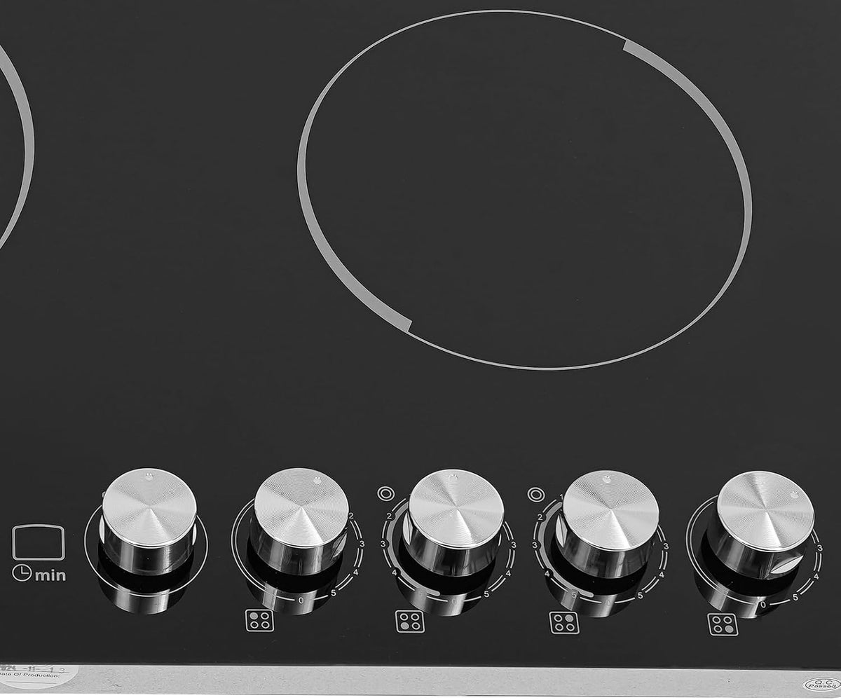 4 Burners Electric Cooktop, 30 Inch 3700W Electric Ceramic Cooktop Built-in Electric Stove Top with 5 Heating Levels, Kid Safety Lock and Timer, 110V for Hard Wire (No Plug)