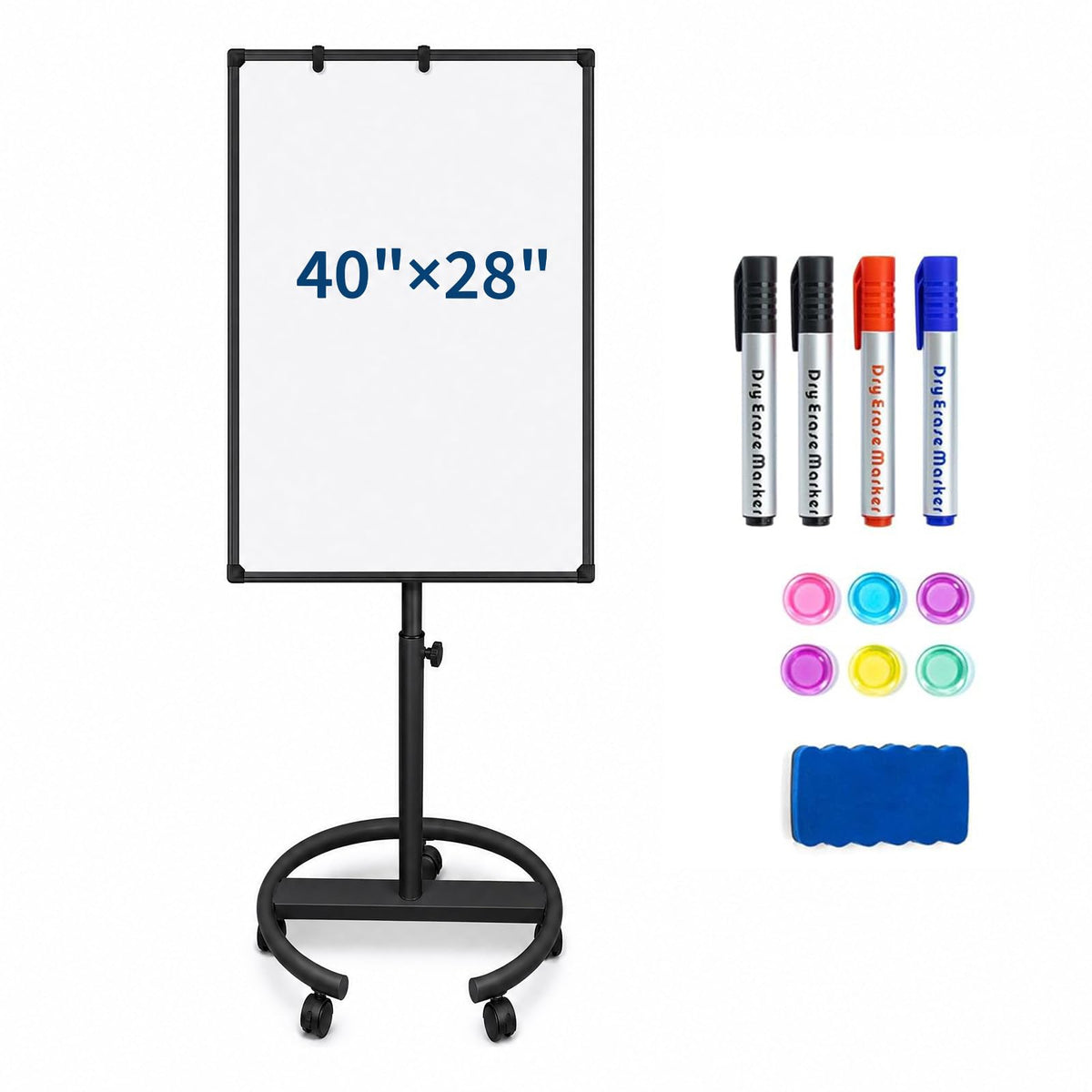 Garvee 48"×32" White Magnetic Portable Whiteboard Stand Mobile on Wheels