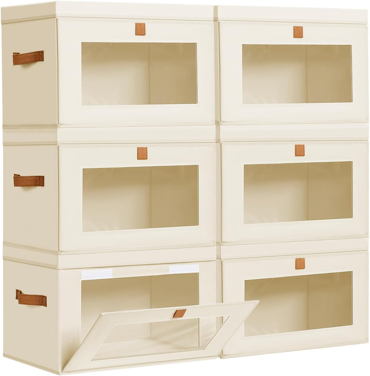 DIMJ Storage Bins with Lids - 8 Pack Large Fabric Closet Organizer with Window & Handles, Collapsible Decorative Storage Boxes for Shelves Under Bed, Books Clothes Blankets Sweaters Organization