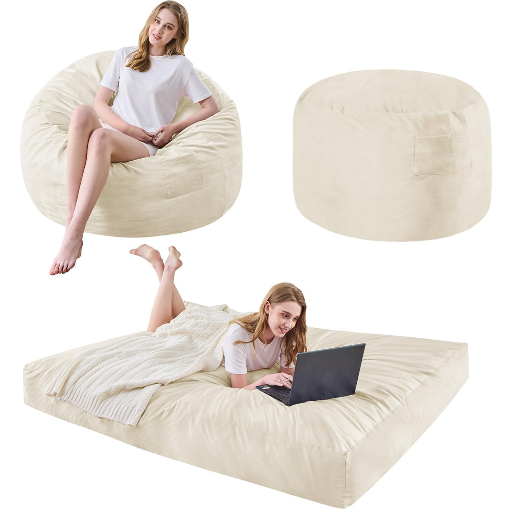 Bean Bag Chairs for Adults - Giant Bean Bag Convertible Floor Sofa