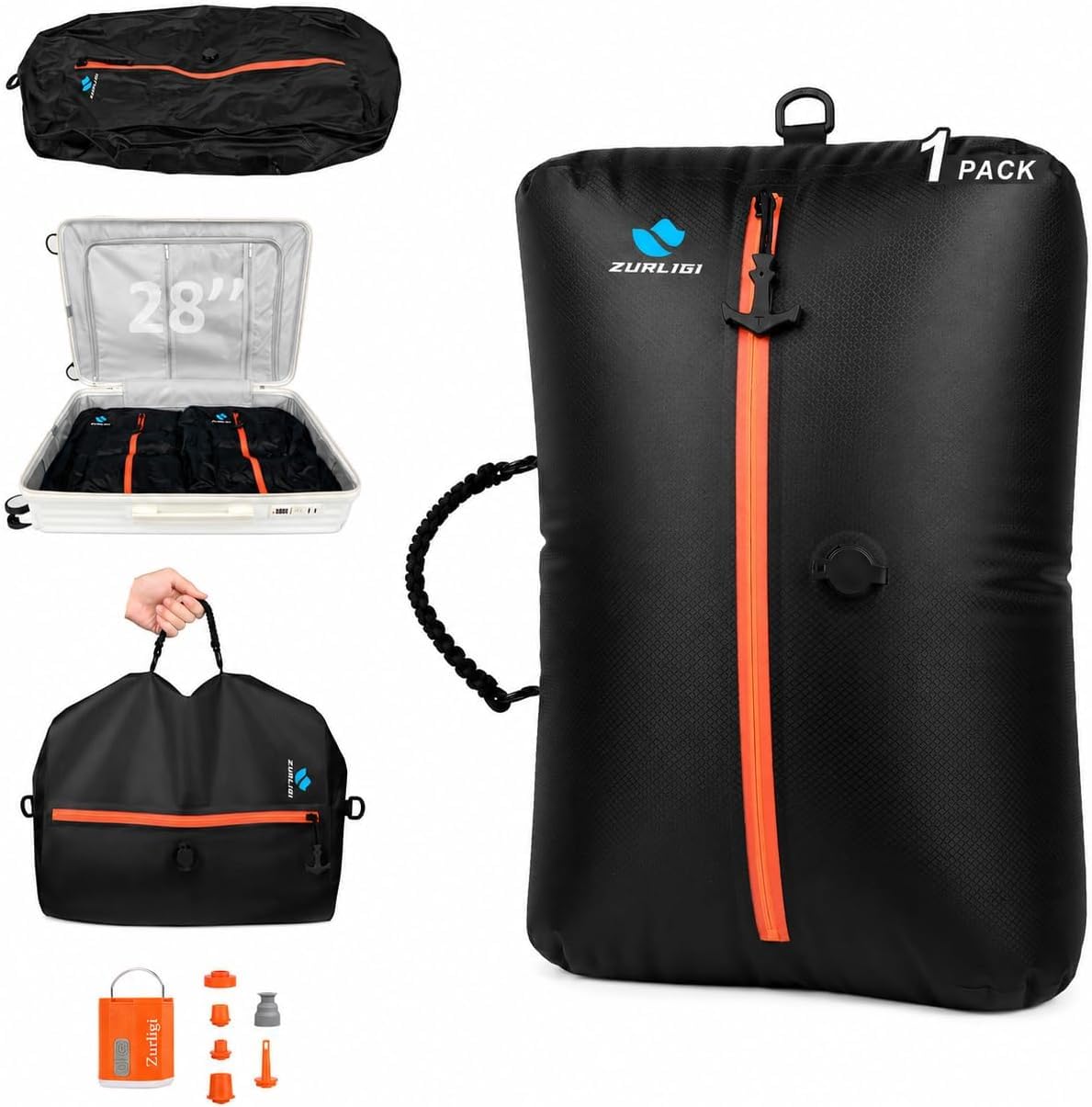 Zurligi Vacuum Travel Bags with Pump, Anti-rip Waterproof Compression Bag
