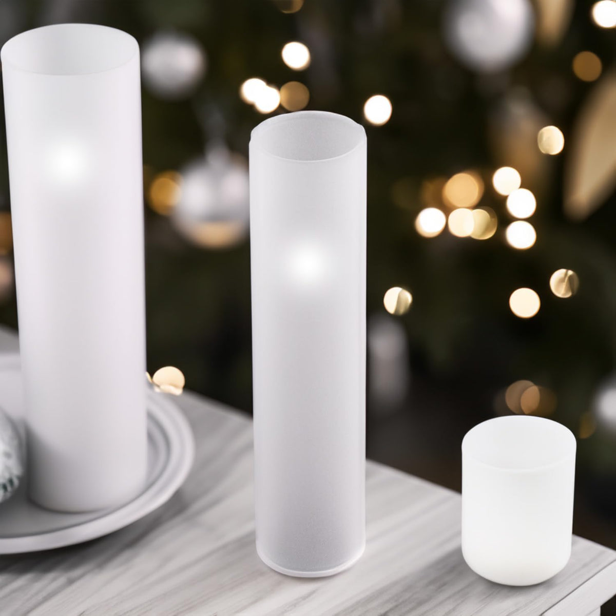 WGVI Hurricane Candle Holder Sleeve, W: 3", Ht: 14", Frosted Glass Cylinder Open Both Ends, Chimney Tube Shade, 12 Pieces