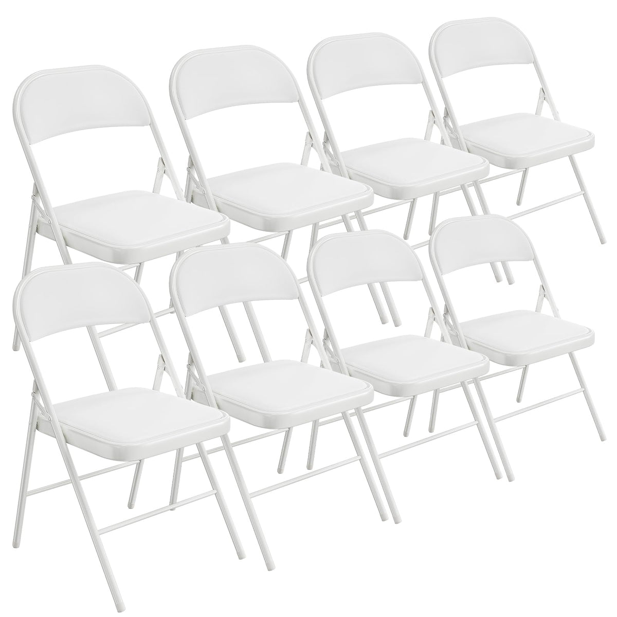 Bonnlo Folding Chair with Comfortable Padded Cushion and Back, Portable Folding Chairs for Outside, Office Events, Weddings, Pu Leather, 6 Black