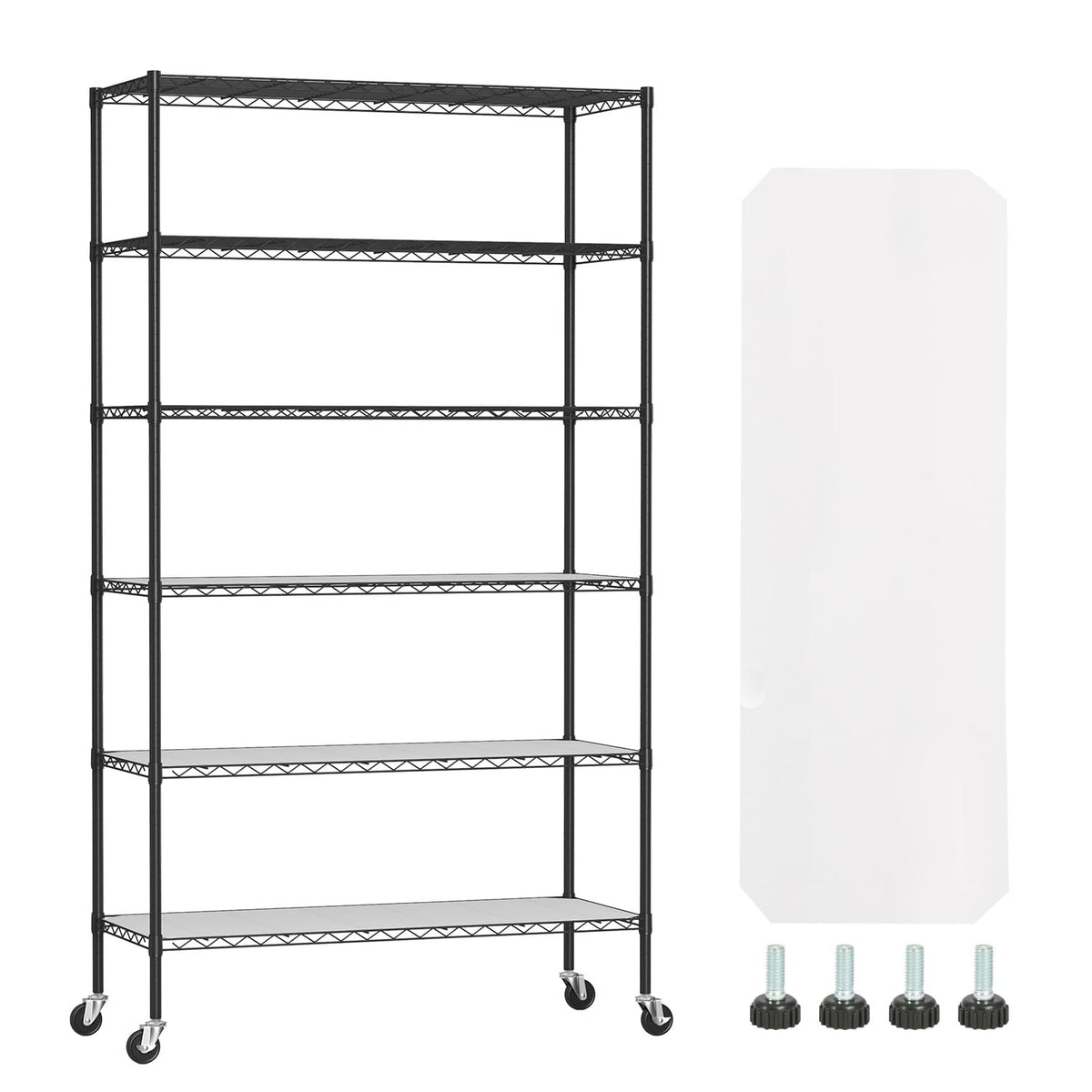 FDW | 6-Tier Wire Shelf with Wheels | 45" x 18" x 82" | Chrome