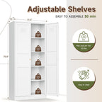Letaya White Storage Cabinet with Adjustable Shelves-Metal Home Kitchen Pantry Cabinets with Doors,Organization Locker for Cupboard/Bedroom/Dining/Living/Bathroom/Office/Garage Room