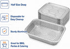 Half Size Deep Aluminum Pans, 13 x 10.5 x 2.5 In (100, With Lids)