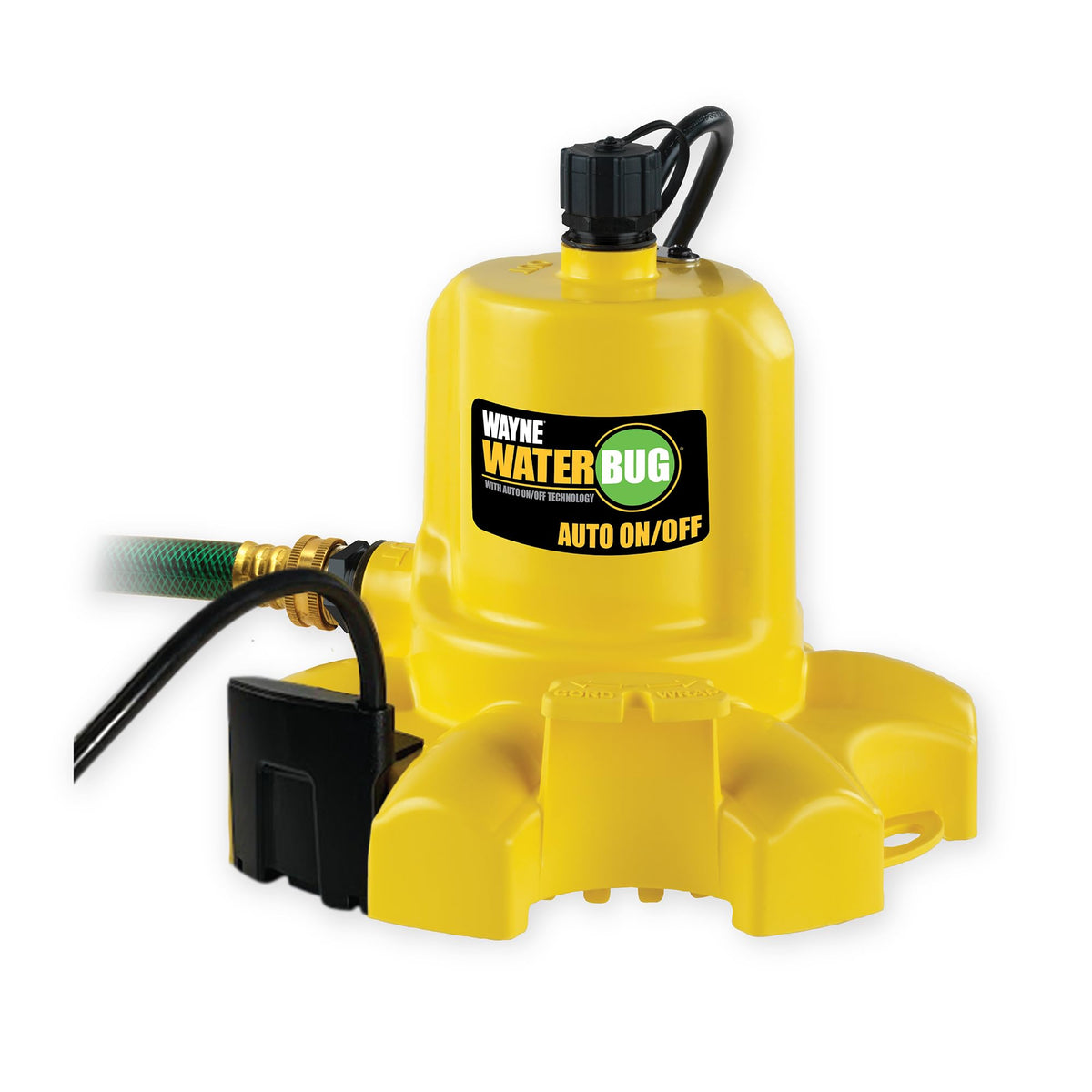 WAYNE - WaterBUG AUTO 1/4 HP 1900 GPH Auto On/Off Submersible Pump with Multi-Flo Technology - Water Removal and Transfer Pump, Yellow