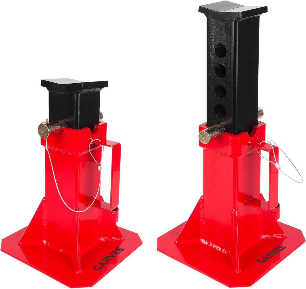12 Ton Heavy Duty Pin Type Jack Stands with Lock Adjustable 11-18 Inch Automotive Support for Trucks Trailers Cars SUVs Professional Garage Home Use Red 1 Pair