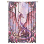 Traditional Ukiyoe Wildlife Dragon Curtains-Dreamy Ancient Japan Architecture Rod Pocket Back Tab Window Drapes,Japanese Samurai Thermal Insulated Blackout Curtain,2pcs,Each 52“W x 96”L