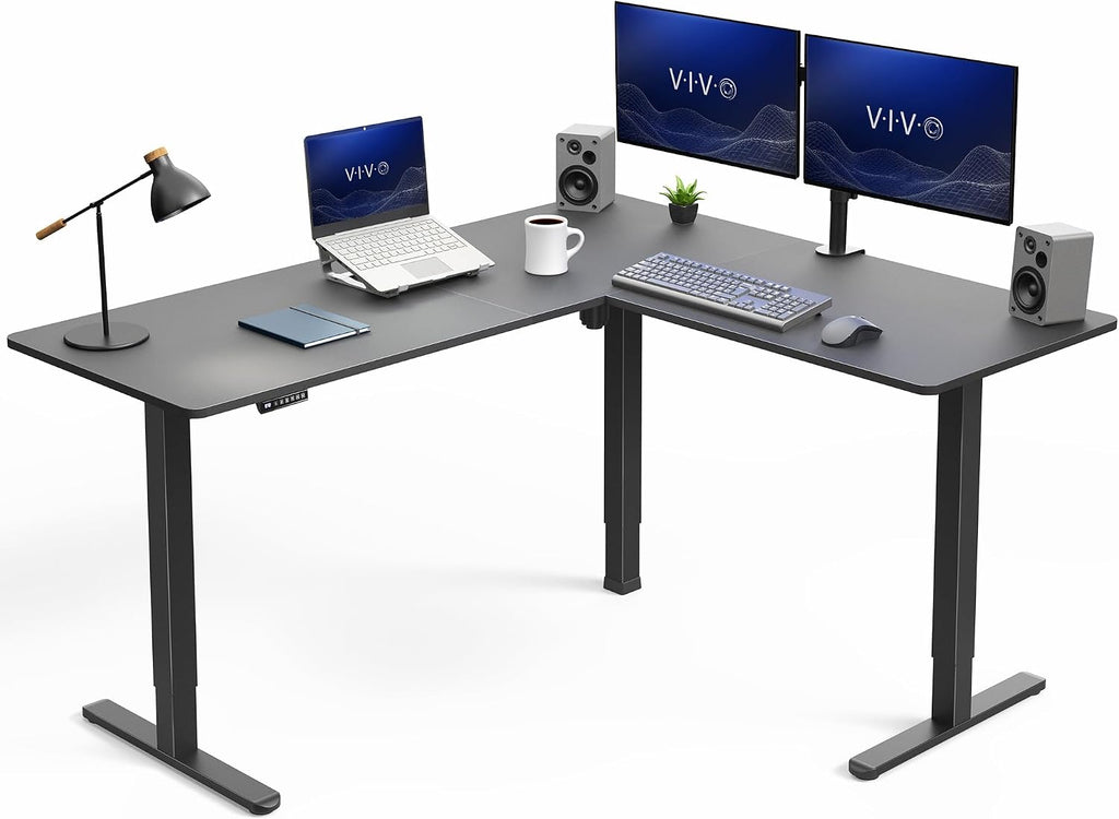 VIVO Black 63 x 55 in Corner Standing Desk, DESK-E3CTB