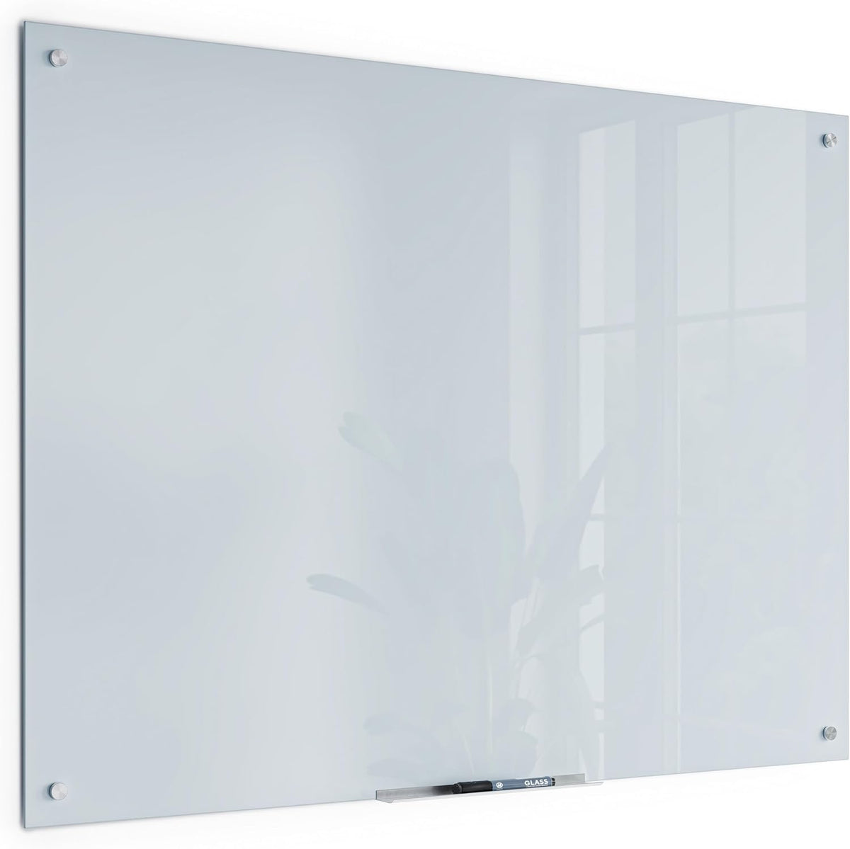 U Brands Glass Dry Erase Whiteboard, 36" x 48", Magnetic Surface, White