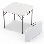 2 PACK of 4 Feet Foldable Table Adjustable Height with Built in Handle, Steel Legs | 4FT Heavy Duty Portable | Perfect for Party Dining Wedding Events Picnic Indoor Outdoor Camping Folding - 4 Foot