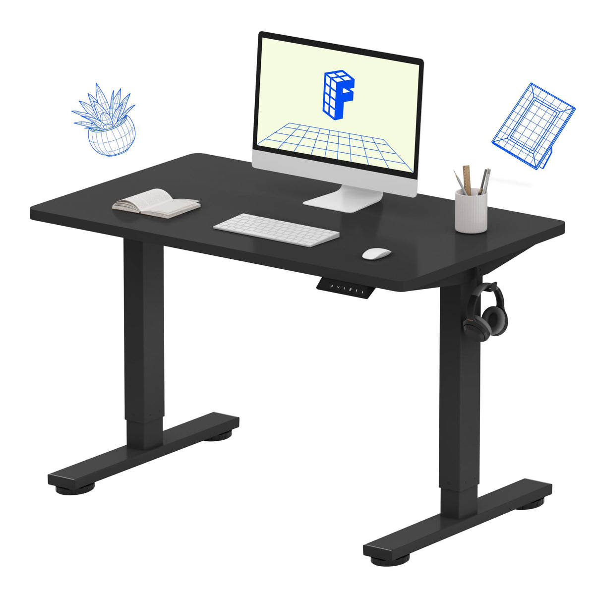 FLEXISPOT EN1 One-Piece Standing Desk, Electric Adjustable with 4 Memory Presets, 176 LBS Capacity, Stable & Quiet, Seamless Desktop for Home Office & Dual Monitors, 55"x28" White(White Frame)