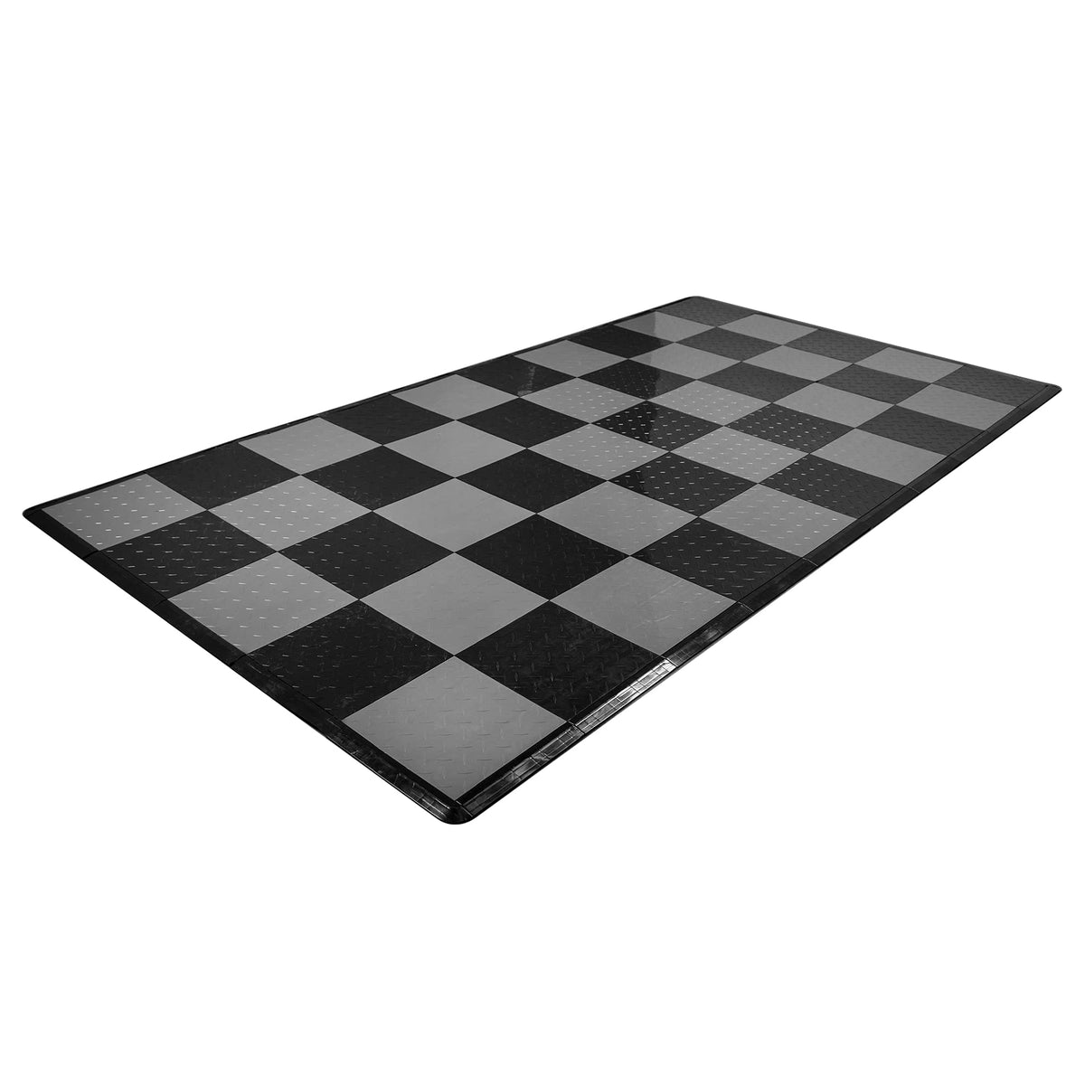 IncStores ⅜ Inch Thick Nitro Interlocking Garage Floor Tiles | Plastic Floor Tile Set for Parking, Protecting, and Displaying Motorcycles | 12"x12" Tiles, Coin, Black/Shelby Blue