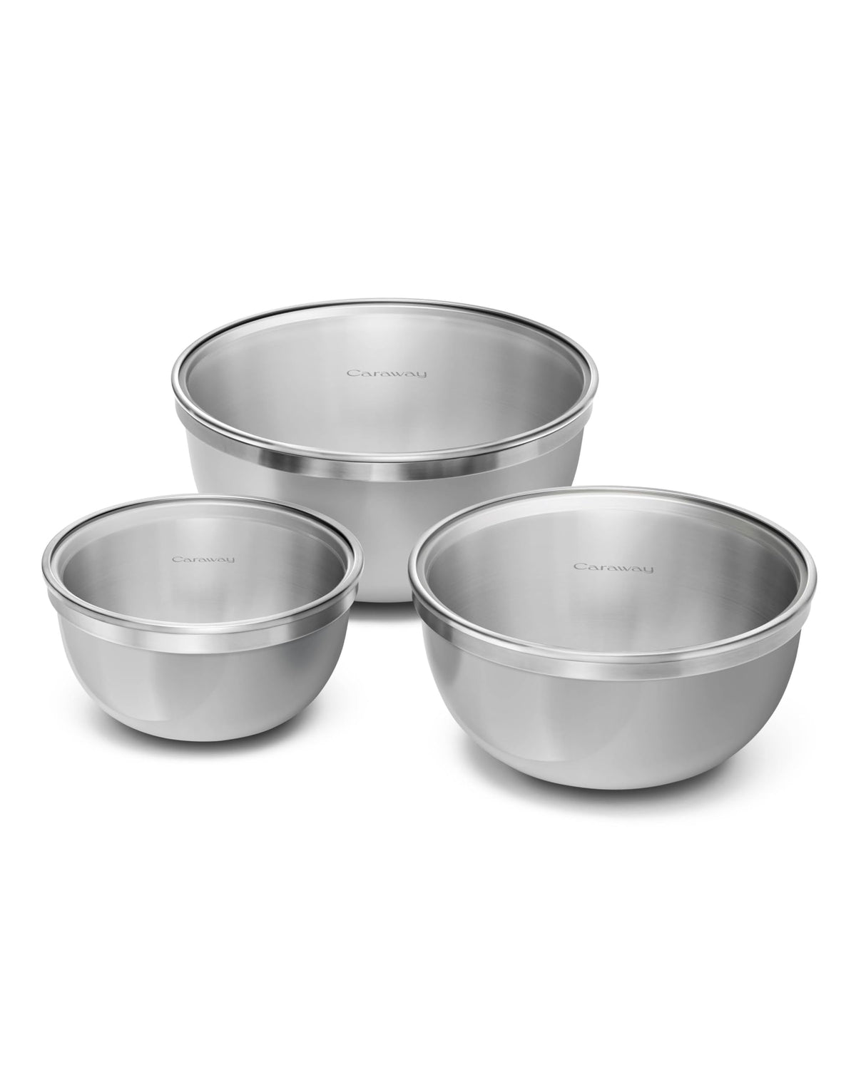 Caraway 6-Piece Stainless Steel Mixing Bowl Set with Glass Lids