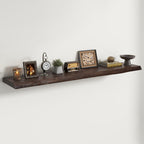 Live Edge Elm Floating Shelves - 24 In Rustic Solid Wood Shelves with Heavy-Duty Invisible Bracket, Wall-Mounted Wooden Shelf for Living Room, Bathroom, Kitchen Storage & Display, Set of 2, Natural