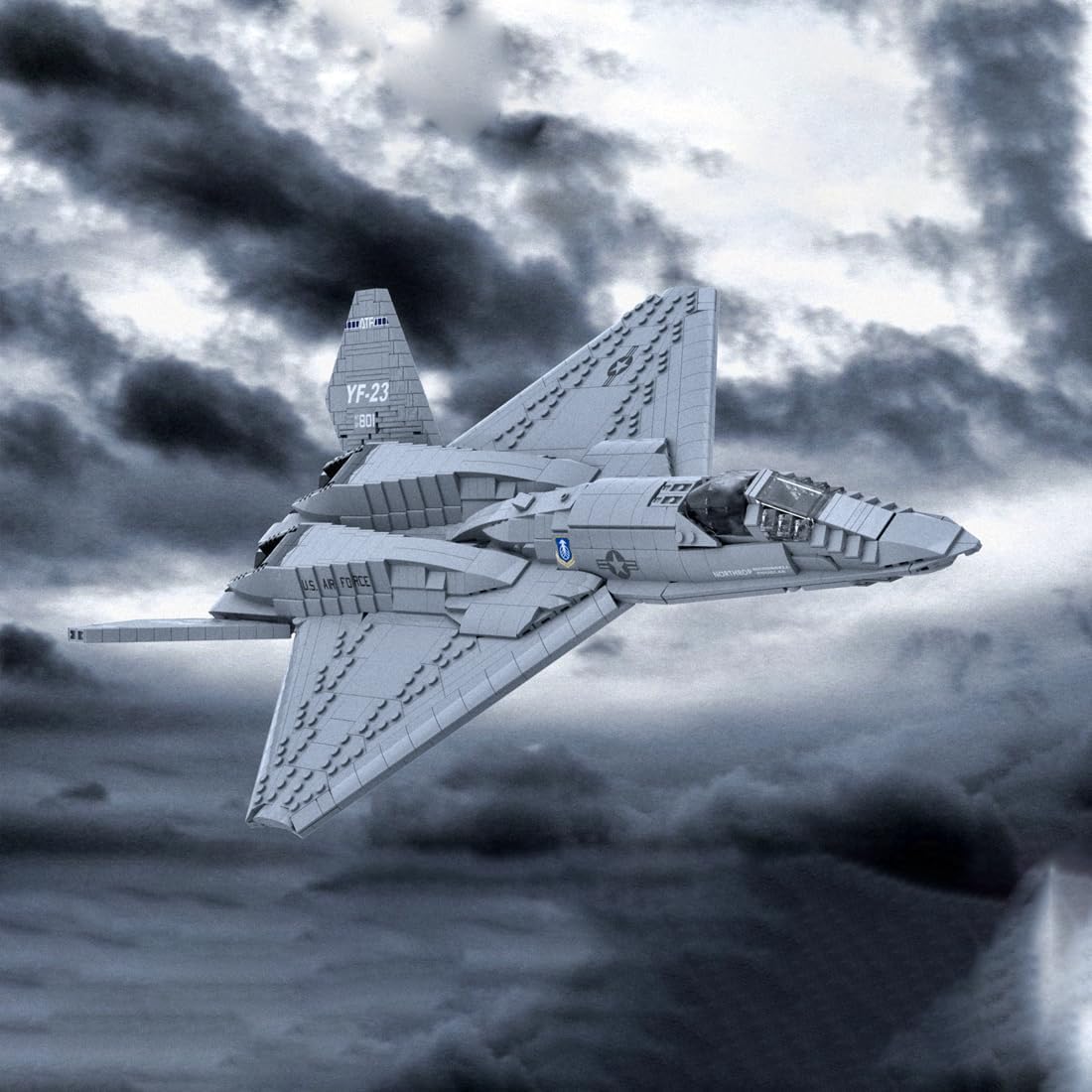 1/35 Scale YF-23 Grey Ghost Fighter Building Blocks Set, Military Aircraft Model Assembly Kits, Collectible Military-Themed Display for Collectors & Enthusiasts, MOC-177282 (2185PCS)