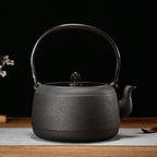 Cast Iron Teapot, Stovetop Safe Tea Kettle With handle, Asian Style Handmade Tea Pot For Home Camping Outdoor Use(1.2L, BlackB)