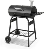 VINGLI Upgraded Barrel Charcoal Grill with Sides Table, Movable Outdoor Smoker with Chimney for Party Garden Patio and Backyard Cooking