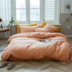Plaid Duvet Cover Set Washed Cotton,Queen(90"x90"),Multicolor Gingham