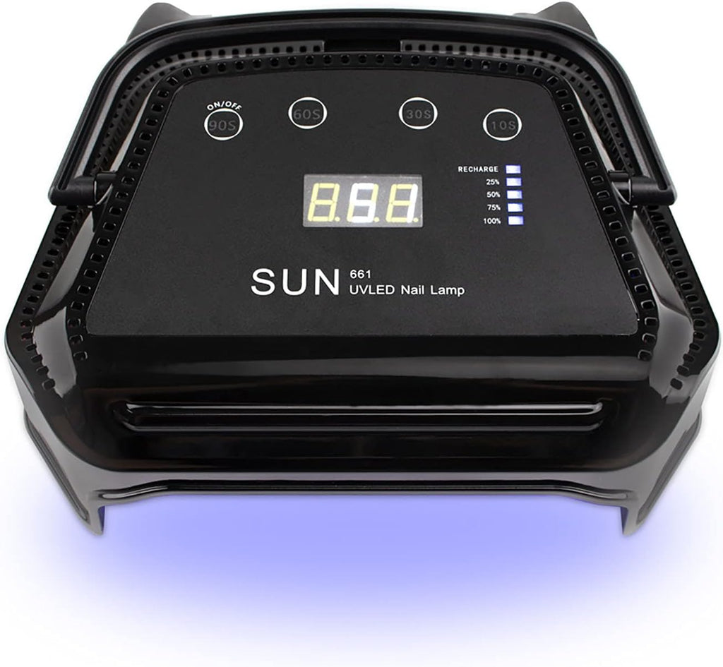 Portable Cordless UV LED Lamp 72W Rechargeable Nail Dryer Light Machine Lamp for Pro Manicure Drying Polish with Anti-UV Gloves