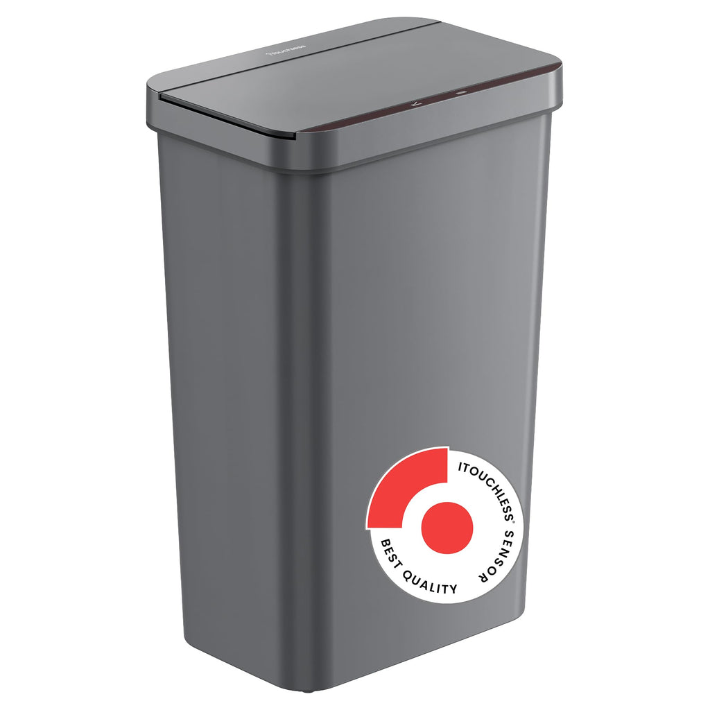 iTouchless 50L / 13 Gal. Dog-Proof Sensor Kitchen Trash Can | Odor Filter