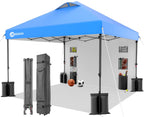 10x10 Pop Up Canopy with Sidewall, One Push Easy Setup, White