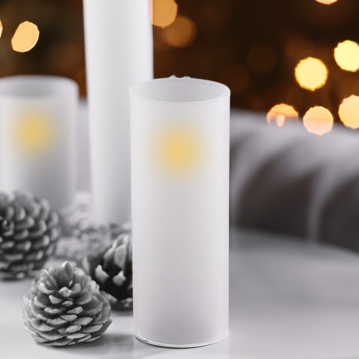 WGVI Hurricane Candle Holder Sleeve, W: 4", Ht: 12", Frosted Glass Cylinder Open Both Ends, Chimney Tube Shade, 12 Piece