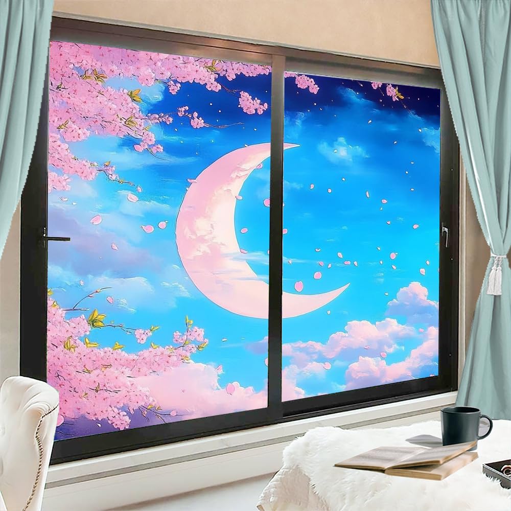 Beautiful Ocean Scenery Window Privacy Film 31.5Wx55.1L inch x 2pcs